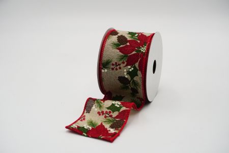 Exquisite Poinsettia Wired Ribbon_KF6827GC-13-7_Natural
